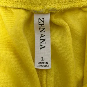 Zenana Yellow Terry Cloth Drawstring Shorts‎ High Rise Pockets TP-5128AB Large thumbnail 3