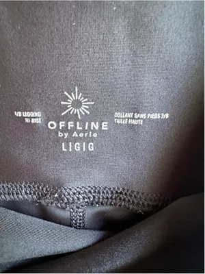 OFFLINE by Aerie Black 7/8 High-Rise Leggings - Size L / Large Activewear Casual thumbnail 5