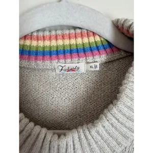 Faherty Striped Crewneck Sweater Womens XL Rainbow Stripe Coastal Cotton thumbnail 5