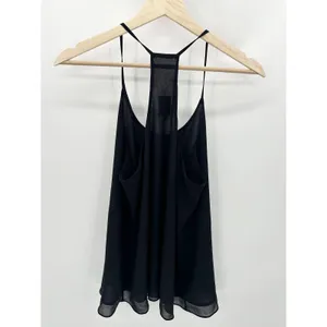 Twik Top Women MEDIUM Black Scoop Neck Racerback Sleeveless Blouse‎ Tank thumbnail 2