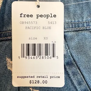 Free People Pacific Blue Paint Splatter Distressed‎ Denim Joggers XS NWT thumbnail 5
