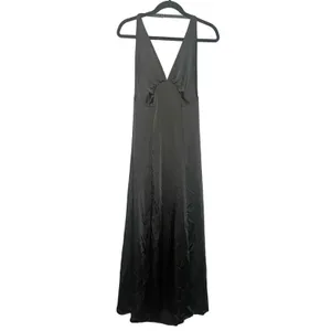 NWT Free People Women's Large Black Halter Slit Silky Dance Til Dawn Maxi Dress thumbnail 3