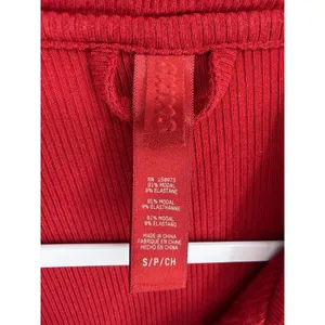 SKIMS Womens Pajama Top Red Soft Modal Ribbed Button Front Small thumbnail 4