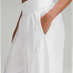 Lululemon Lightweight Tennis Mid-Rise Track Pants White Mesh Wide Leg Sporty thumbnail 2