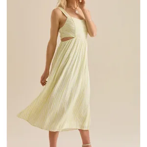 Altar’d State Butter Yellow Striped Maxi Dress Size Small Available NWT thumbnail 3