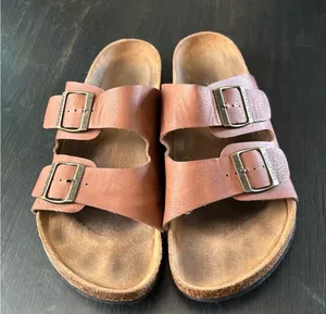 Nautica Tan Brown Double-Strap Buckle Slide Sandals thumbnail 1