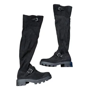 Marc Fisher LTD Black Suede Over The Knee Lug Sole Buckle Boots Womens 8 NEW thumbnail 3