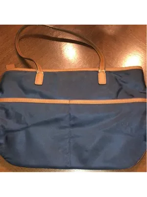 Michael Kors Navy Blue & Brown Nylon Polyester Purse Shoulder Bag Handbag thumbnail 6
