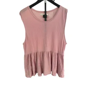 Free People We The Free‎ Peplum Tank Top Pink Sleeveless Ruffle Hem Medium thumbnail 2
