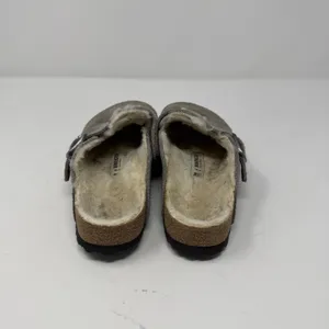 Birkenstock Boston Shearling Clogs Stone Coin Gray Suede Women Size 38 thumbnail 2