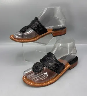Jack Rogers Original Jacks Metallic Slides Thong Sandals Womens 5 Black Slip On thumbnail 1