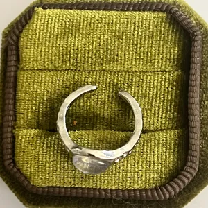 Cat Eye Design Gorgeous Gemstone Stainless Steel Silver Open Band Size 6 thumbnail 3