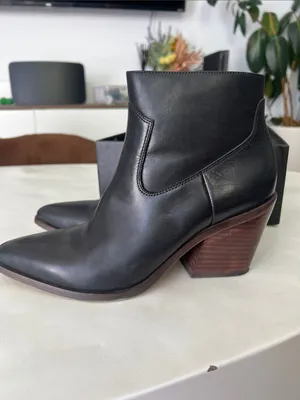 RAG AND BONE BLACK LEATHER RAZOR BOOTIES 7.5M thumbnail 3