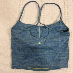 Vitality Womens Blue Space Dye Crop Tank Top Racerback Built-in Bra Small thumbnail 2