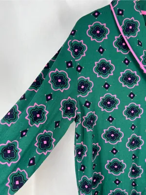 Room Service Green Floral Notch Collar 2-Piece Pajama Set Size XL thumbnail 4