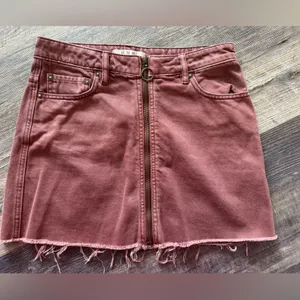 Free People We the Free Virgo Denim jean Mini zip up Skirt mauve‎ size 27 thumbnail 3