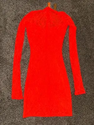 SKIMS Stretch Lace Underwire Long Sleeve Dress in Sunset thumbnail 3