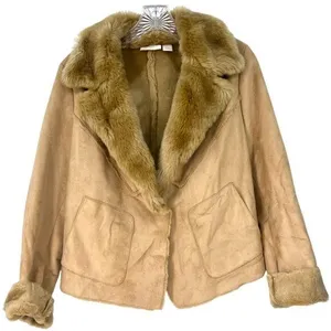 Chico’s | S | Shearling Jacket Faux Suede Faux Fur Camel Coat Moto Women's 4 thumbnail 1