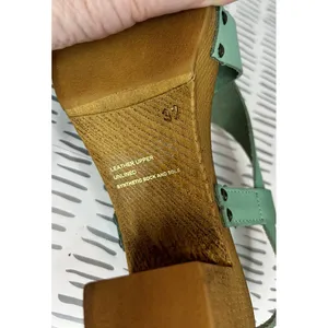 Sundance‎ Denira Mint Green Leather Wood Clog Sandals Made in Italy EU 37 Boho thumbnail 7