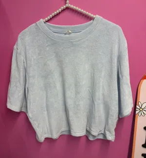 Aritzia Light Blue Women's Short Sleeve Terry Crewneck Top thumbnail 1