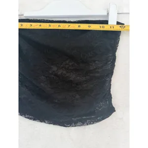 Black Sheer Floral Lace Tube Top Strapless Crop XS Floral Mesh Bralette Layering thumbnail 2