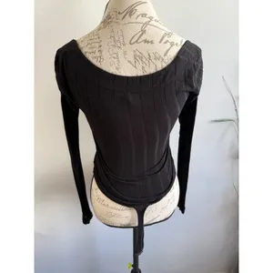 Intimately Free‎ People Bodysuit Long Sleeve Square Neck Top Black XS thumbnail 3