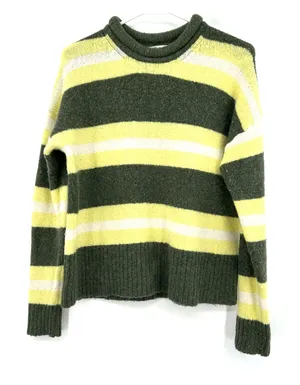 Madewell‎ size Medium striped fulton pullover sweater yellow green thumbnail 1