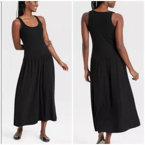 Universal Threads Black Ribbed Sleeveless Drop Waist Maxi Dress Women’s L NWT thumbnail 4
