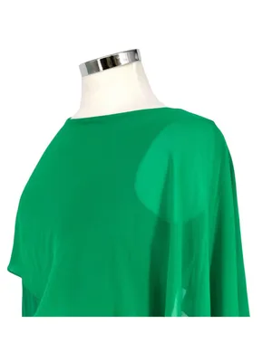 Zara Green Flowy Cape Blouse Layered Design Cut-Out Sleeves Size XS thumbnail 5