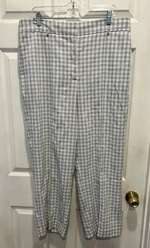 Ann Taylor Blue Gingham Check Ankle Pants Womens Size 14 Stretch‎ Career Office thumbnail 1