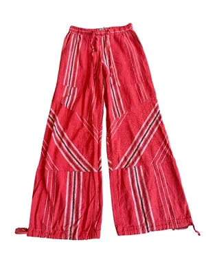 Urban Outfitters Red Striped Wide Leg Linen Pants Cargo Bohemian X-Small Women's thumbnail 1