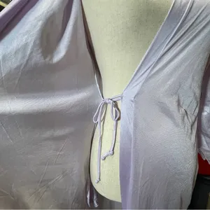 Vintage Fantasy Nightwear Lavender‎ Robe Lace Sleeves Size Small thumbnail 5