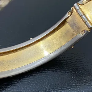 Vintage Unsigned Gold-tone Floral Flower Cloisonne Hinged Bangle Bracelet 36.2g thumbnail 16