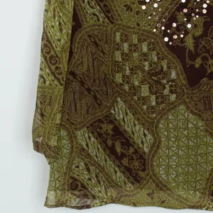 Bob Mackie Womens Art To Wear Silk V Neck Sequin Top‎ Size 14 3/4 Sleeve Office thumbnail 3