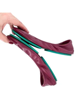 Tieks Burgundy Plum Leather Ballet Flats Foldable Size 7 Preppy Quiet Luxury thumbnail 8