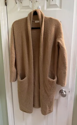 Anthropologie Sleeping On Snow Tan Open Cardigan Wool Alpaca Blend Soft Warm XS thumbnail 1