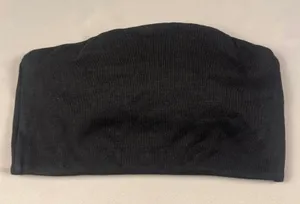 Champion Womens Ribbed Tube Top Black Bandeau Logo Patch‎ XL W6028 NEW thumbnail 1