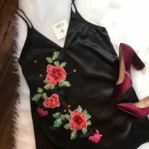NWT Seek the label black floral slip dress thumbnail 2