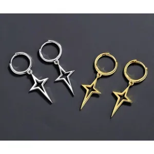 NEW Gold Star Dangle Hoop Earrings | Yellow Gold Over‎ 925 Sterling Silver thumbnail 5