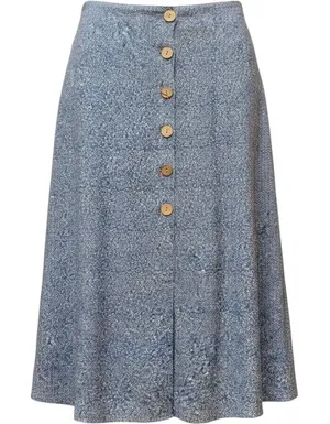 Stolen Hearts Blue Floral Ditsy A-Line‎ Button Front Boho Skirt L thumbnail 1