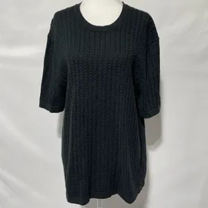 Abercrombie & Fitch Cable Knit Short Sleeve Sweater Tee Faded Black Size Large thumbnail 2