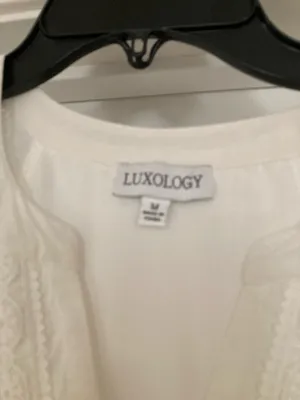 Luxology White Button-Front Midi Dress with Flutter Sleeves thumbnail 3