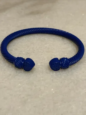 Plunder Cobalt Blue Twisted Cable Open Cuff Bracelet New thumbnail 2