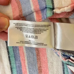 Orvis Linen Blend Shirt L Pastel Stripe Coastal Grandmother Cap Sleeve thumbnail 6