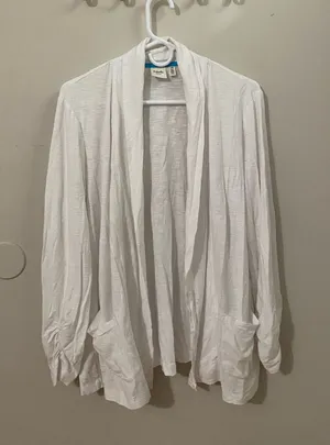Rafaella White Lightweight Open-Front Robe Cardigan thumbnail 1