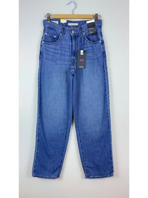Levi’s Premium Baggy Dad Lightweight Linen Denim Jeans Heavy Check 25x30 NWT thumbnail 3