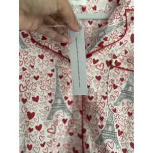 BedHead Women's Long Sleeve Button Down Pajama Top Heart Eiffel Notch Size M NEW thumbnail 6