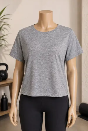 Fabletics Gray Performance Athletic Tee Medium Thick Workout Top thumbnail 1