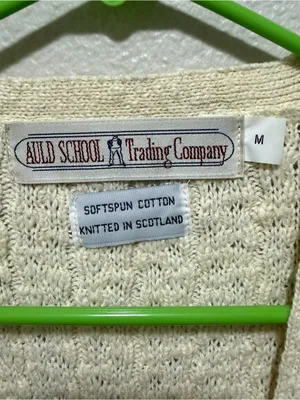 Auld School Trading Company Softspun Cotton Cardigan Cream Medium thumbnail 3