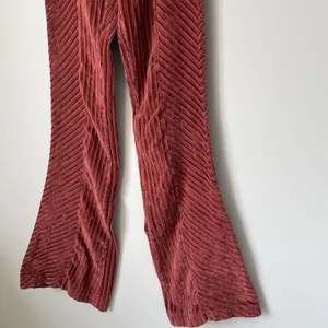 Free People Velvet Boho Ribbed High Rise Flare Pants Burgundy Red Size XS thumbnail 5